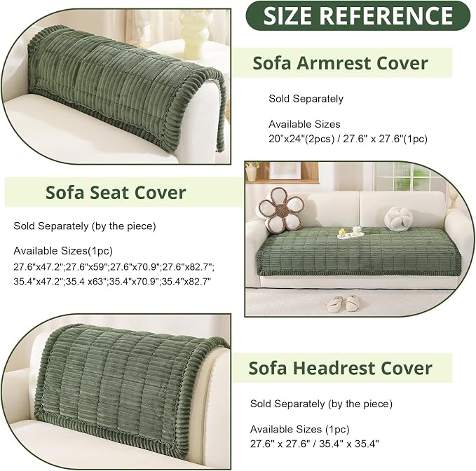 OstepDecor Couch Cover for Dogs, Washable Non Slip Sofa Cover for Pets, Soft Couch Covers for Sofa, Loveseat and Sectional, Furniture Protector Against Pet Hair & Scratches (35.4" x 82.7", Green)