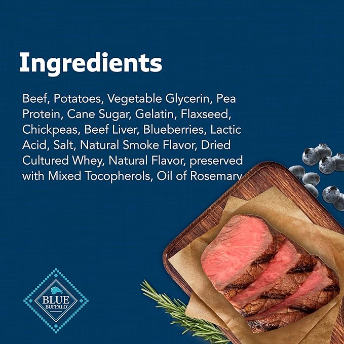 Blue Buffalo Stix Natural Soft Moist Dog Treats Togo Beef Recipe, 1oz Bags, (Pack of 36)