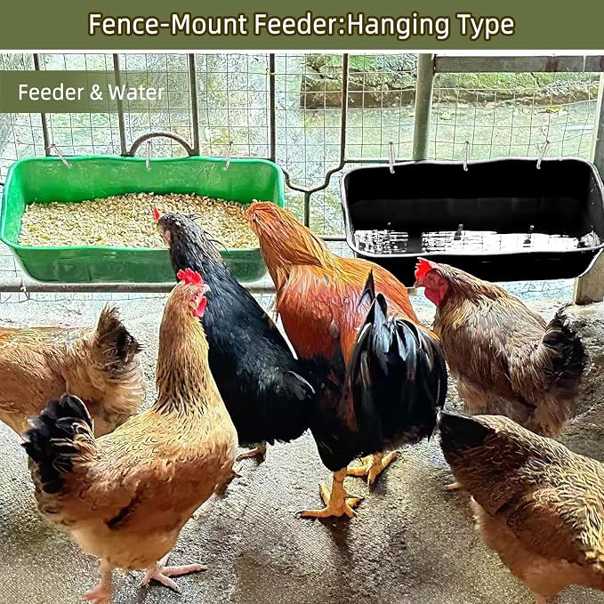 Hanging Goat Feeders,Chicken Feeder Waterer,Large Feed Trough 7.5 Quart 1 Pack,Hanging Fence Feed Trough for Poultry Livestock,Blue