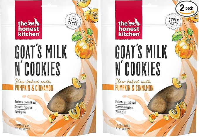 The Honest Kitchen Human Grade Goat's Milk N' Cookies: Slow Baked with Pumpkin,8 oz Bag,(Pack of 2)