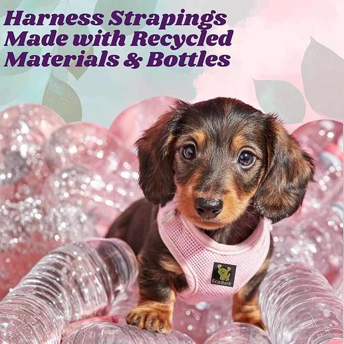 EcoBark Step in Dog Harness - Luxury Soft Dog Halter Harness for Small, & Medium Breed Dogs - Reflective and Adjustable - Dog Body Chest Harness Vest (Baby Pink, Medium)