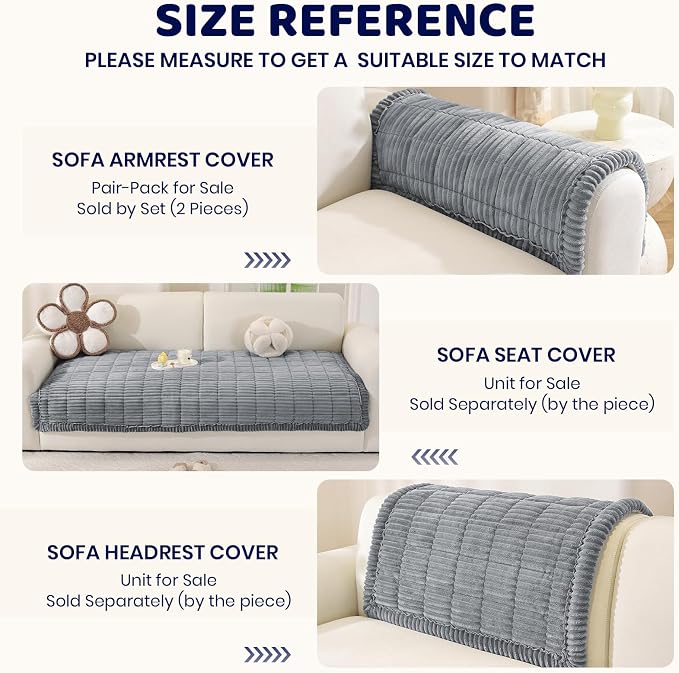 Royhom Couch Cover for Dogs Washable, Fuzzy Pet Couch Covers for 3 Cushion Sofa, Thick Soft Couch Protector Pet Friendly, Dog Mat for Couches and Sofas (Blue-Grey, 35.4 x 63 Inch)