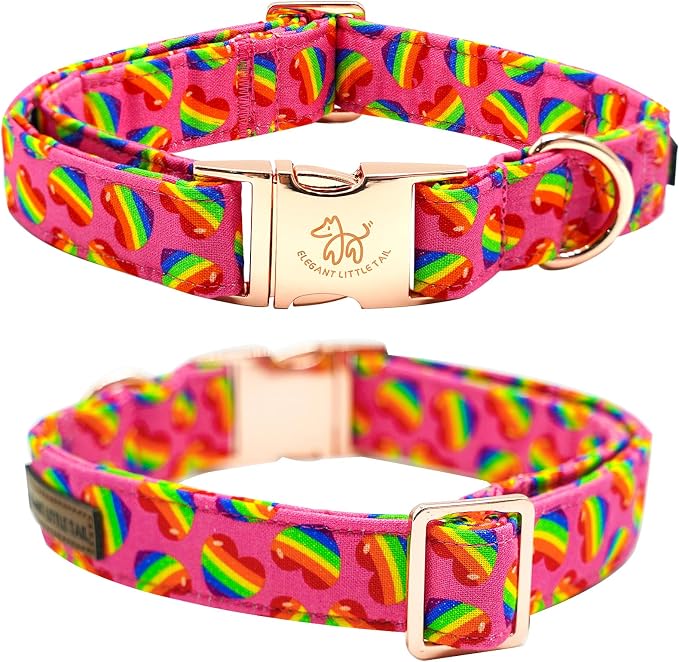 Elegant little tail Dog Collar, Rainbow Pet Collars LGBT for Pride Month Pet Collars Girl Boy Adjustable Dog Collar for Large Dogs