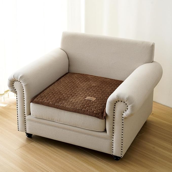 Couch Covers for Dogs Washable, Velvet Dog Couch Cover Protector, Fuzzy Plush Pet Sofa Cover for Single Sofa, Sofa Covers for Pets(1,Dark Brown,27.6"x27.6",Single Seater)