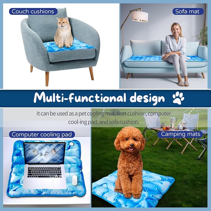 Dog Cooling Mat 2.0, Double-Sided Non-Slip Pet Cooling Pad, Washable and Durable, Indoor & Outdoor Summer Cooling Mat for All Pets, Keep Dogs and Cats Cool and Comfortable (29.5" x 29.5")