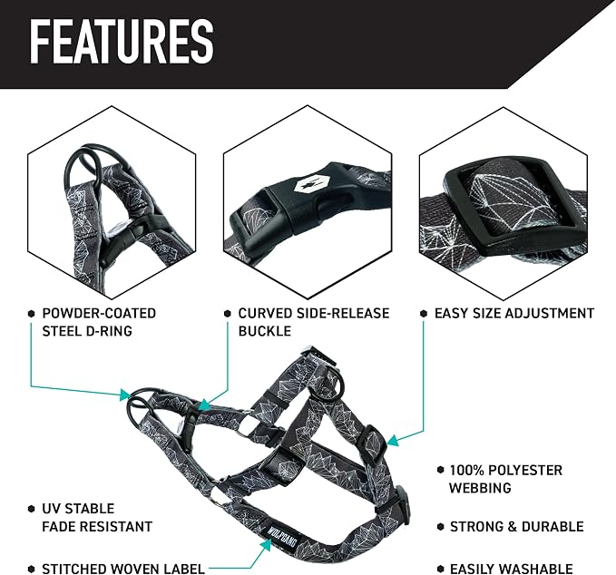 Wolfgang Heavy Duty Adjustable Dog Harness, Pull-Tested to Over 800 lbs for Walking & Training, WolfMountain Print, Extra Large