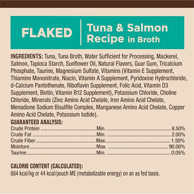 Wellness CORE Tiny Tasters Flaked Adult Wet Cat Food,Natural,Protein-Rich,Grain Free,1.75-Ounce Pouch,(Tuna & Salmon),(Pack of 24)