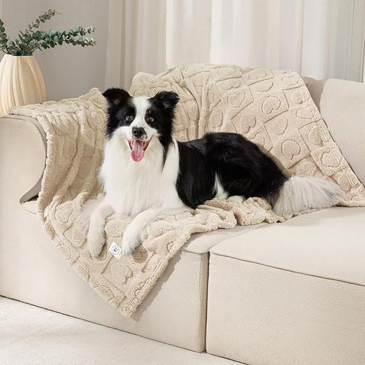 Luciphia Small Dog Blanket Washable Pet Bed Cover Soft Fluffy Puppy Blanket with Premium Fleece 300GSM Cozy Calming Cat Blankets for Indoor Cats Beige 41x31 inch