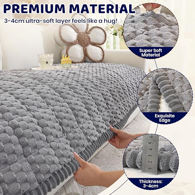 Royhom Couch Cover for Dogs Washable, Soft Thick Pet Couch Covers for Sofa, Pawcart Couch Protector Pet Friendly, Furniture Covers Dog Mat for Couches and Sofas (Grey, 27.6 x 82.7 Inch)