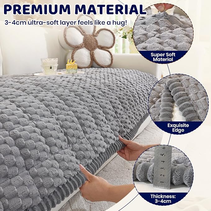 Royhom Couch Cover for Dogs Washable, Soft Thick Pet Couch Covers for Sofa, Pawcart Couch Protector Pet Friendly, Furniture Covers Dog Mat for Couches and Sofas (Grey, 35.4 x 47.2 Inch)