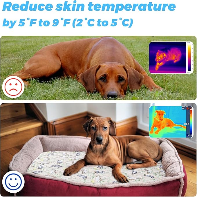 Dog Cooling Mat, Pet Washable Non-Toxic Summer Dogs Cats Cooling Pads Sleeping Kennel Mats Cool Ice Blanket for Indoor & Outdoor Dog Beach Essentials Brown Medium