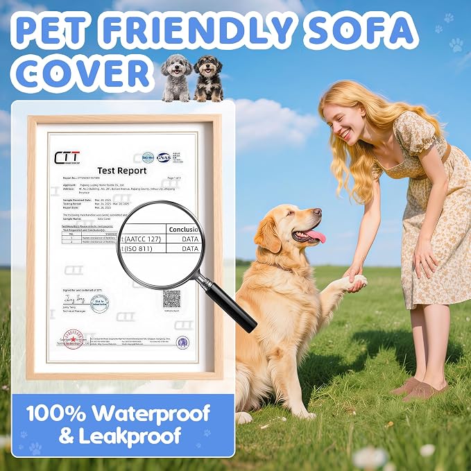 Loiion 100% Double-Sided Waterproof Dog Sofa Cover - Anti-Slip, Leakproof Couch Cover, Pet-Friendly Couch Protectors for Puppy, Large Dog, Kids and Pets134 X71