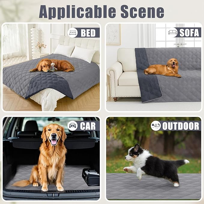 Smiry Waterproof Dog Bed Cover Blanket 30x82, Soft Reversible Pet Blanket, Washable Leakproof Cats Dogs Couch Cover for Sofa, Couch, Furniture, Lattice, Grey/Dark Grey