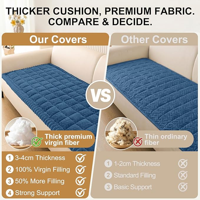 Smiry Couch Cover for Dogs, Non Slip Fuzzy Pet Sofa Covers Washable for 3 Cushion Couch, Soft Thick Furniture Protector for Cats Dogs, Against Fur, Dirt, Scratch Resistant (Navy Blue, 43"x82.7")