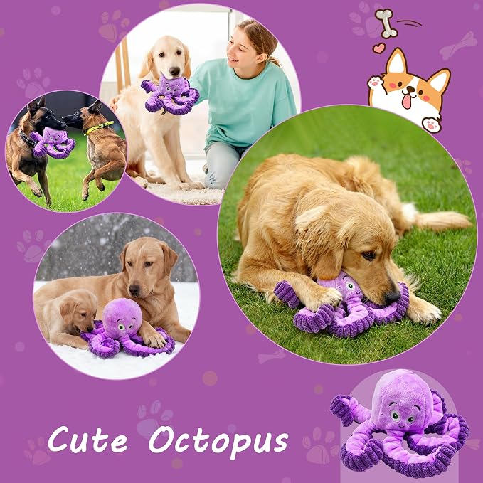 Squeaky Dog Toys, Stuffed Large Dog Toys to Keep Them Busy, Interactive Plush Chew Toys with Crinkle Paper, Tough Pet Animal Toys for Small Medium Large (2pack)