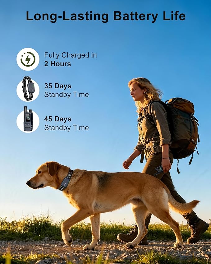 Dog Shock Collar - 4500FT Dog Training Collar with Remote, IPX8 Waterproof Electric Dog Collar with 4 Training Modes, Security Lock, Rechargeable eCollar for 10-120lbs Dogs(Dark Blue 1 Pack)