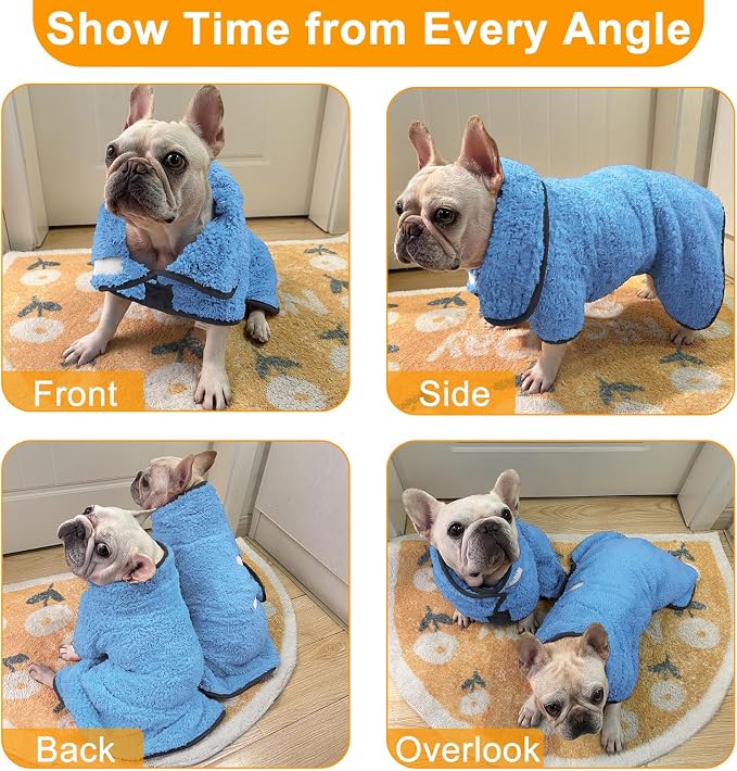 Bienbee Dog Bathrobe, Quick Drying Super Absorbent Pet Robes for Small Medium Large Dogs, Drying Coat for After Bath & Swim, Warm & Cozy Dogs Towels, Dog Puppy Bath Supplies, Light Blue XL
