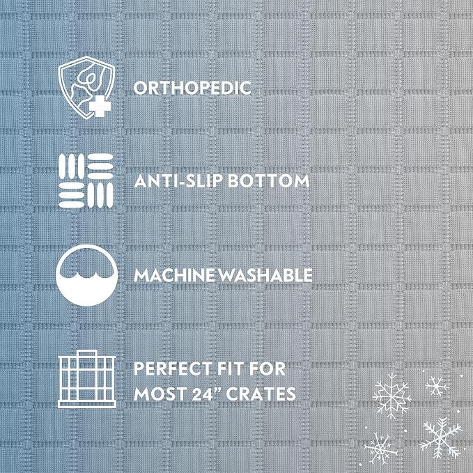 Paw Inspired Cooling Orthopedic Crate Pad for Dogs and Cats, Washable Memory Foam Dog Cooling Mat (23x17 Inch XS/Small Size for 24 Inch Kennel, Gray)