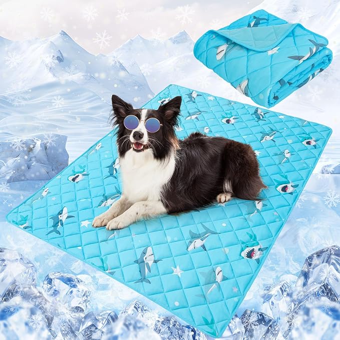 SCENEREAL Dog Cooling Mat for Small Meduim Breeds Dogs, 28"x40" Reversible Self- Cooling Mat for Summer Heat, Ice Cool Soft Pet Throw Blanket Use in Couch, Car, Seat, Bed- Machine Washable