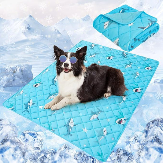 SCENEREAL Dog Cooling Mat for Small Meduim Breeds Dogs, 28"x40" Reversible Self- Cooling Mat for Summer Heat, Ice Cool Soft Pet Throw Blanket Use in Couch, Car, Seat, Bed- Machine Washable