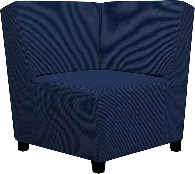 Easy-Going Stretch Soft Sectional Corner Sofa Couch Slipcover Navy | 1-Piece Sofa Cover Furniture Protector with Elastic Bottom For Kids, Pet, Spandex Jacquard Machine Washable for Living Room