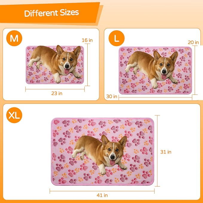 1 Pack 3 Blankets Premium Soft Fluffy Pet Flannel Blanket,Paw Printed Throw for Dogs, Cats and Puppies (Heart Set, 30×20 inch, Pack of 3)