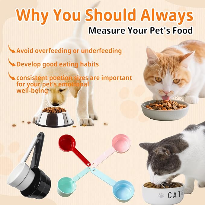 Joyinjojo Dog Food Scoop 1 Cup 1/2 Cup - Melamine Dog Food Measuring Cup, Pet Food Scoop for Dog Cat...Comfortable Long Handle for Easy to Scoop Food, Black 1 Cup