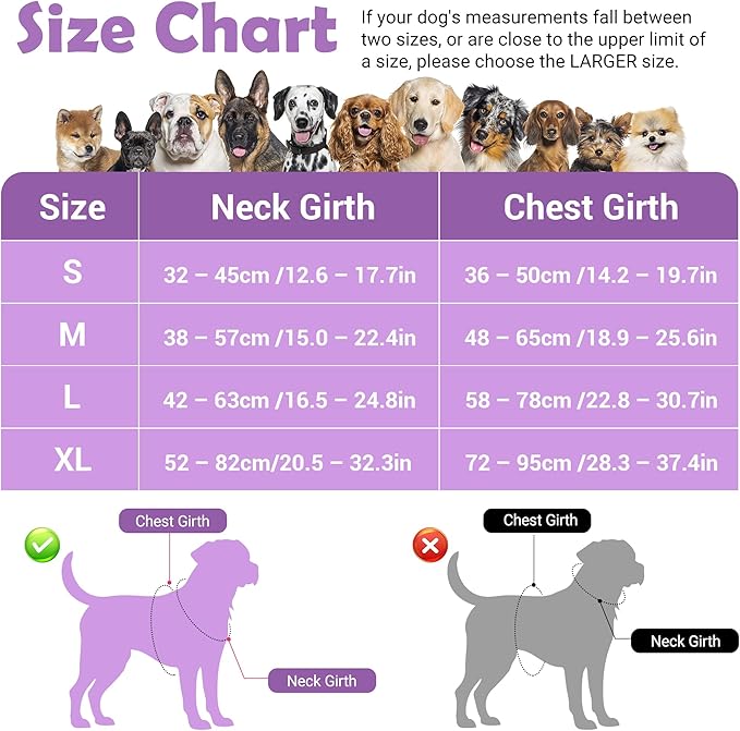 Funfox Dog Harness No Pull, Adjustable Pet Vest Harness, Super Soft Material with Vertical Handle Easy Control, Reflective Night Walking, 2 Leash Clips for Medium Sized Dogs, Purple, M