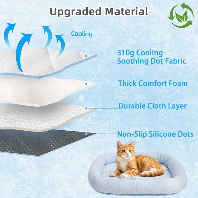 Cat Cooling Mat, Summer Cooling Pet Bed Mat for Cats or Small Dogs Puppy, 23.6"x19.7" Calming Anxiety Relief Small Dog Bed with 3D Sensory Dot,Soft & Comfortable Pet Pad with Anti-Slip Bottom