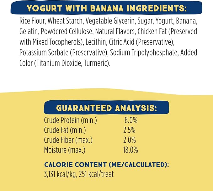 Ultra Chewy Yogurt with Banana Double Treat Bones: Long-Lasting Dog Treats Made in USA for Large and Small Breeds, Highly Digestible, Ideal for Aggressive Chewers (24 Count)
