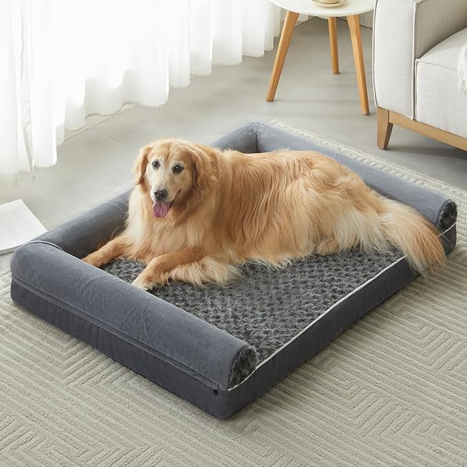 BFPETHOME Orthopedic Washable Dog Beds Large Sized Senior Dog for Comfy Sleeping with Removable Cover, Waterproof Big Soft Pet Couch Bed for Dogs Rerlax