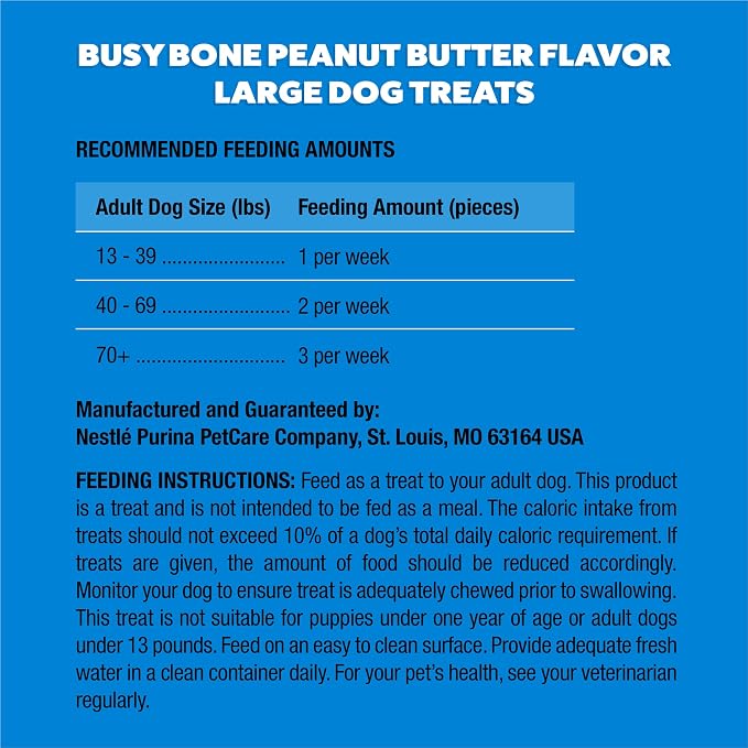 Purina Busy Bone Adult Dog Chew Bone Treats, Peanut Butter - 10 ct. Pouch