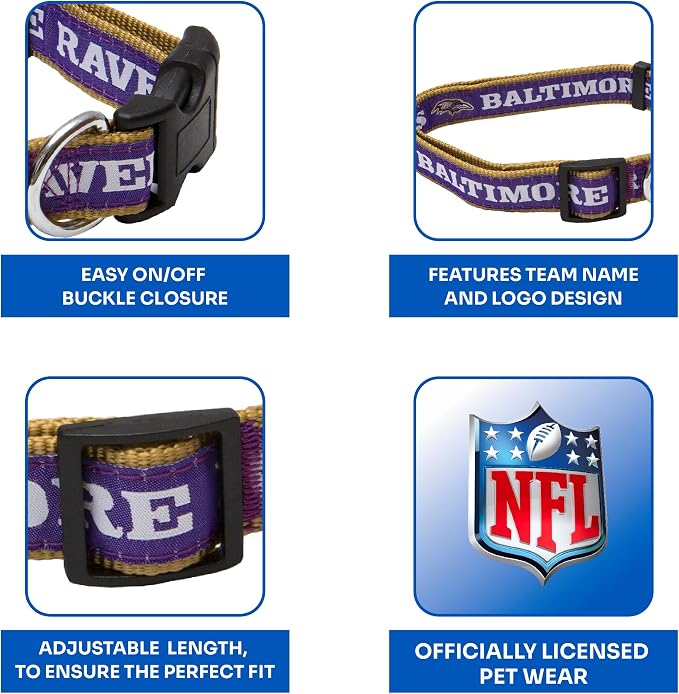 Pets First NFL Baltimore Ravens Licensed PET COLLAR, Extra Large - Heavy-Duty, Strong, and Durable Dog Collar. Available in 31 Football Teams and 4 Sizes