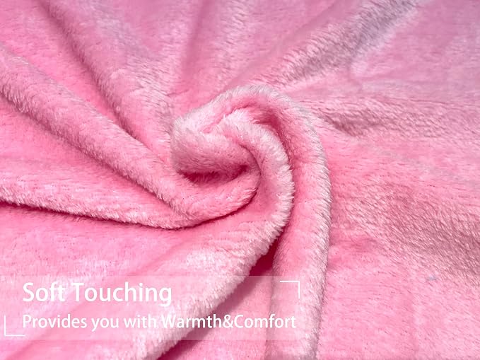 iMaylex Soft Puppy Flannel Fleece Blanket for Pet Dog Cat, Plush Microfiber, Cozy and Lightweight, Light Pink, Pet, 27 x 39 inch (70 x 100 cm)