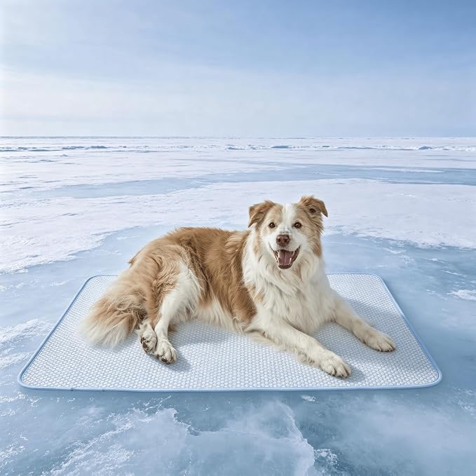 petfelix Dog Cooling Mat, Scratch Resistant Stain Resistant QMAX>0.5 Dog Cooling Pad for Medium Large Dogs, Self Cooling Mat for Dogs, No Water or Electricity Needed, Blue, Large, 35"x26"