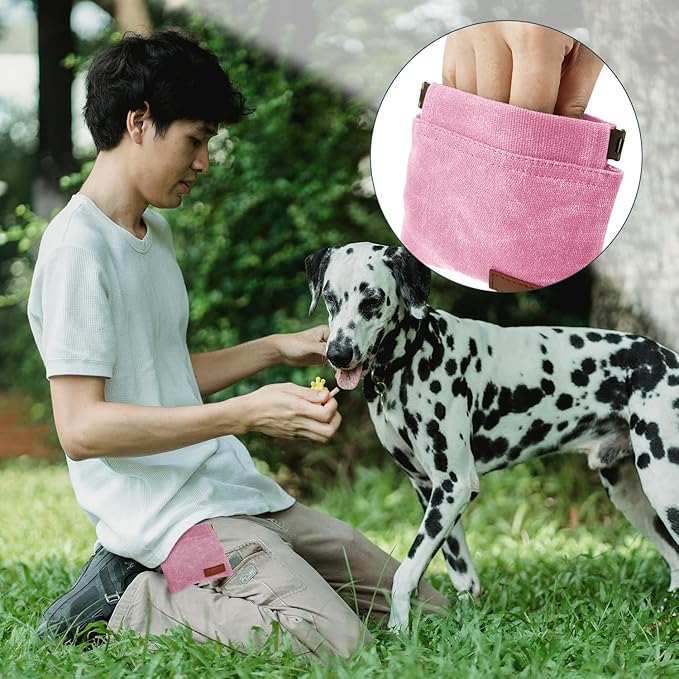 1 Pcs Pocket Pet Training Pouch,Dog Treat Pouch for Portable Pet Dog Walking Bag for Travel or Outdoor Use (Pink)