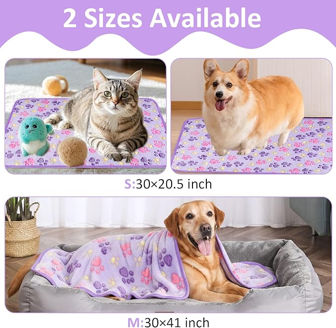 Dog Blankets for Medium Dogs, Cat, Premium Soft Dog Blankets for Small Dog Washable, Puppy Blanket Dogs Essentials for Puppies (1, Purple, 41" x 30")