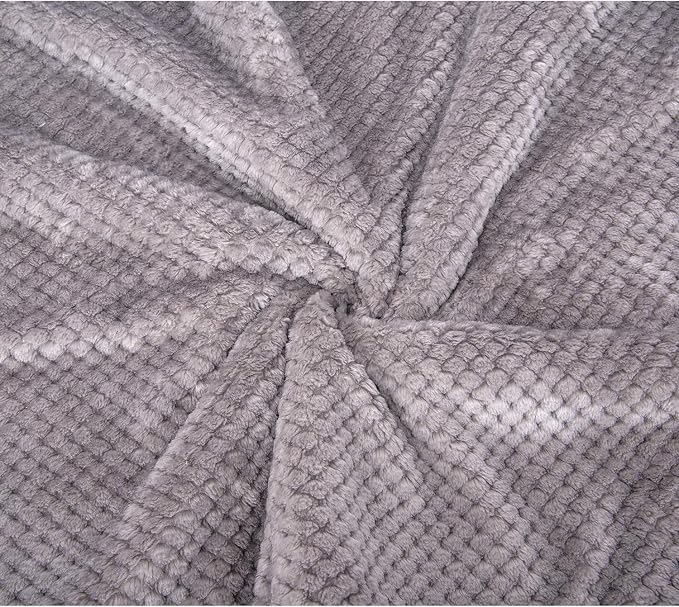 DW-Flint Gray Plush Fleece Receiving Blanket for Dog, Cat, Couch, Sofa, Travel and Outdoor, Camping (24" x 32")