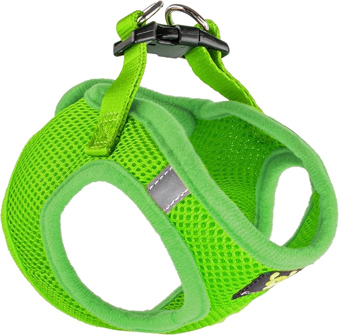 EcoBark Teacup Dog Harness - Luxury Soft Step in Dog Harness - Teacup Harnesses for Puppy & Tiny Dogs- Reflective Mini Body Halter Vest Under 5 lbs (Green, XXXS)