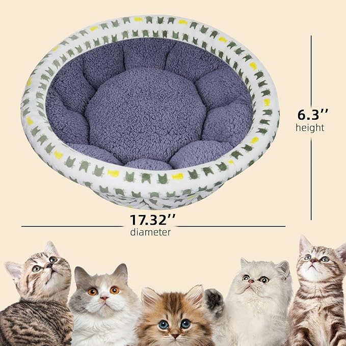AIWIKIDE Super Soft Small Dog & Cat Bed, Anti-Anxiety Puppy Cuddler, Cozy Round Fluffy Plush Pet Bed, Machine Washable Faux Fur Donut Cuddler, Grey