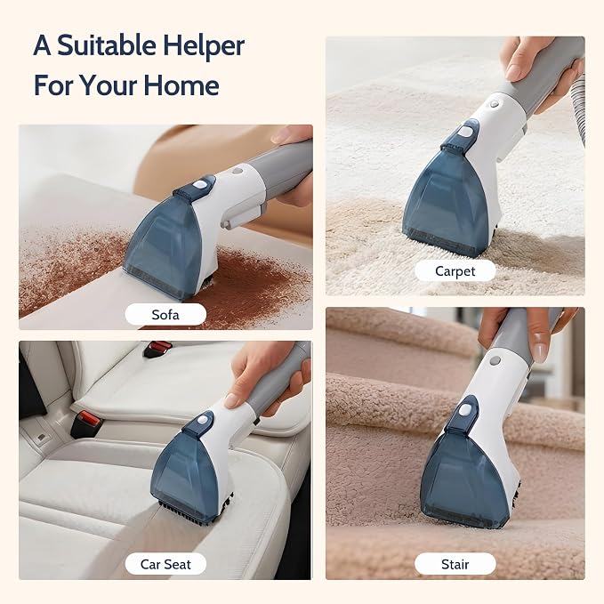 Portable Carpet Cleaner Machine,16Kpa Power Suction with Versatile Tools for Pets,Rugs,Couch and Sofa,Car and Seat Furniture,Fabric Wet Vacuum Spot Handheld Small Mini Water Deep Extractor Washer