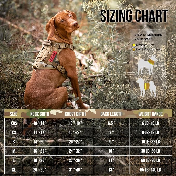 Tactical Dog Harness Vest with Handle, Military Dog Harness for Large Medium Dogs,No-Pull Service Dog Vest with Hook & Loop Panels,Adjustable Dog Vest Harness for Walking Hiking Training（Camo）