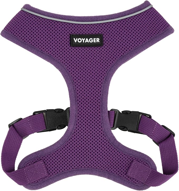 Best Pet Supplies Voyager Aerolite Over the Head Dog Harness, No Pull Breathable Air Mesh Vest, Quick Dry with Reflective Stitching, Adjustable Escape Resistant Harness - Purple, Small