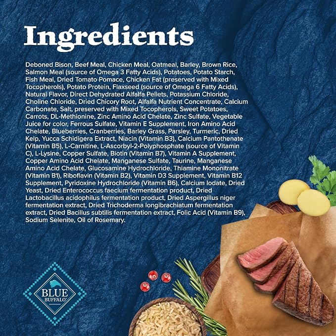 Blue Buffalo Wilderness Rocky Mountain Recipe with Bison High Protein & Wholesome Grains Dry Dog Food for Adult Dogs, 30% Protein, Supports Immunity With Antioxidant-Rich LifeSource Bits, 28 lbs.