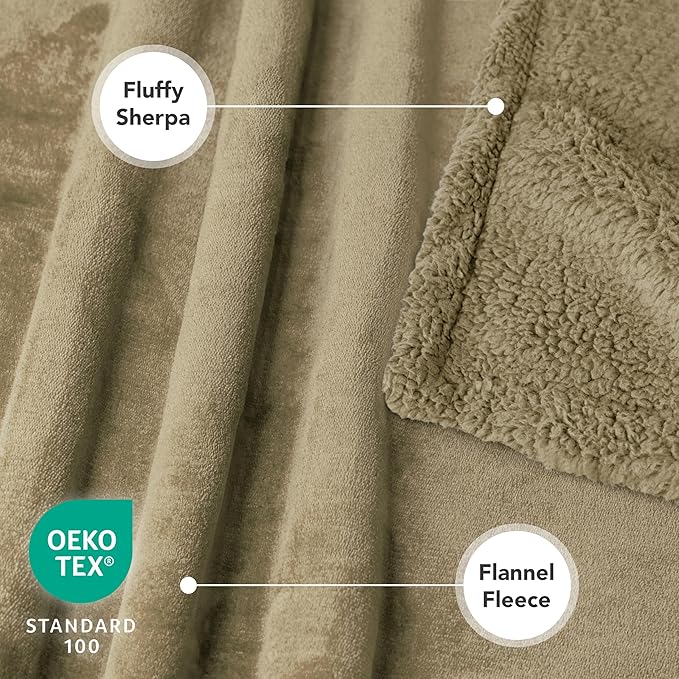 PetAmi Waterproof Dog Blanket for Couch, Extra Large 80x60, Pee Proof Sherpa Fleece Reversible Pet Throw, Furniture Protector for Bed Sofa Crate Kennel, Soft Washable Cover for Dog Cat, Taupe Sherpa