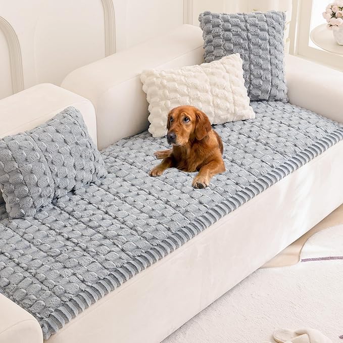 Mivnue Pet Couch Cover Dogs Washable Sofa Protector Non Slip Fuzzy Couch Pads Pet Friendly Dog Mat for Couches and Sofas