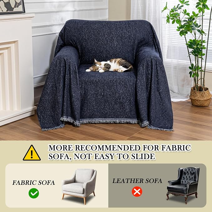 MEETSKY Navy Blue Couch Cover Sofa Covers Single Recliner Couch Cover, Sofa Throw Cover for Couches Sofa Slipcovers Furniture Covers Modern Style for Living Room Decoration, 71"x 91"