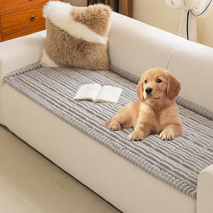 MYSKY HOME Couch Covers for 2 Cushion Sofa, Couch Cover for Dogs, Sofa Covers for Pets Washable, Soft Non-Slip Sofa Slipcovers, Loveseat Couch Covers, Furniture Protector, Light Grey, 27.6" x 59"