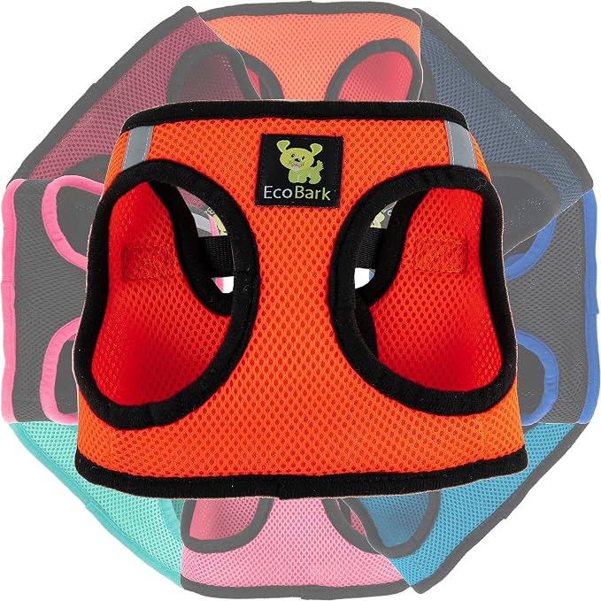 EcoBark Step in Dog Harness -Luxury Soft Dog Harnesses for Dogs Under 26 lbs - Reflective Chest Body Halter Vest (Orange)