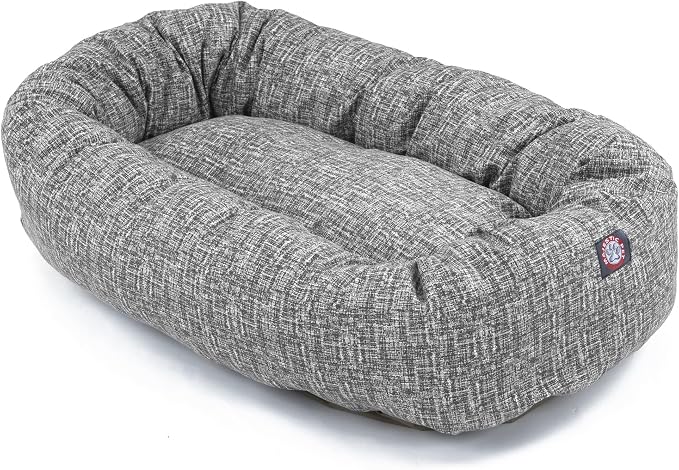Majestic Pet 32 Inch Bagel Calming Dog Bed Washable – Cozy Soft Round Dog Bed with Spine Support for Dogs to Rest Their Head - Fluffy Donut Puppy Mat 32x23x7 (Inch) Medium – Lt. Black